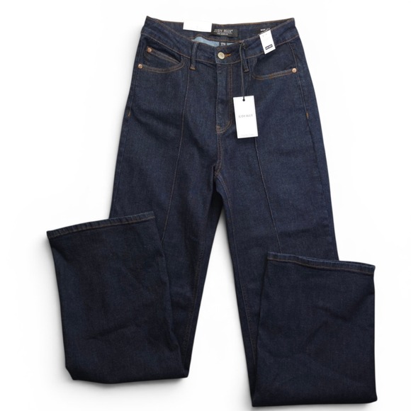 Judy Blue Denim - Judy Blue High Waist Dart Detail Wide Leg Jeans Dark Wash Denim Size 7/28 NWT